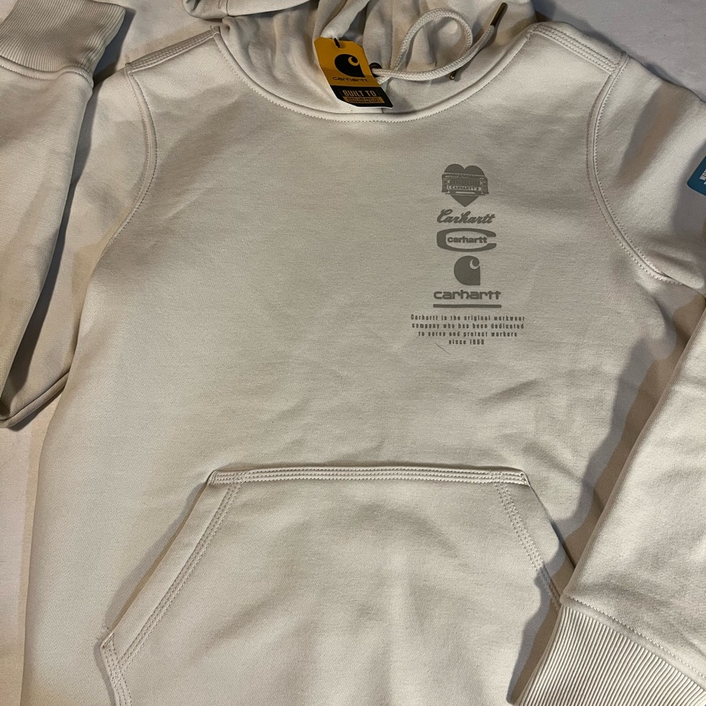 Carhartt Cream Hoodie with Minimalist Graphic NWT